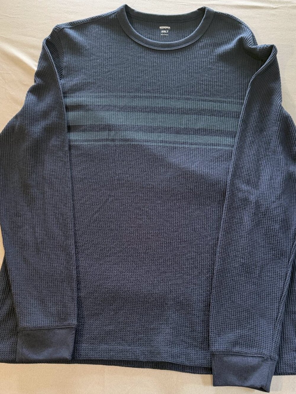Sonoma Men’s Blue Waffle Knit Henley Long Sleeve Tee Shirt  XXLT New with  Tags